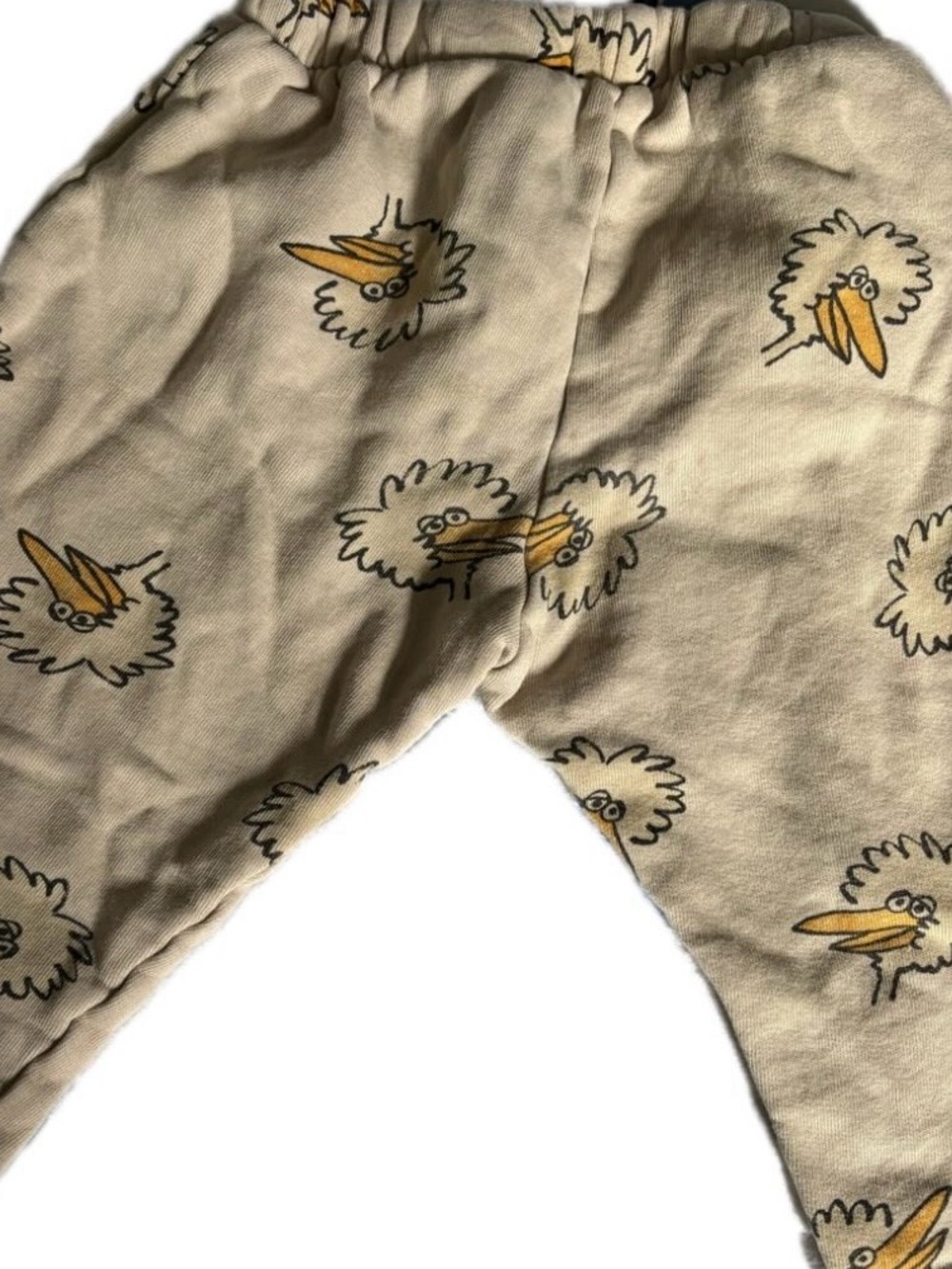 Bobo Choses Beige Sweatpants with Yellow Bird Print
